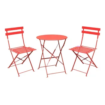 3-Piece Folding Round Metal Table and Chair Bistro Dining Set