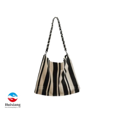Bolso tote de lona a rayas de diseñador para mujer
