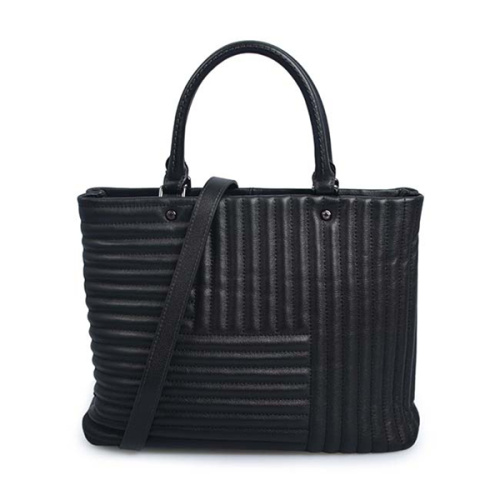 Double handle women's bag Black Leather Tote