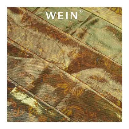 Special Silk Satin Golden Stripe Fabric 80% Silk 20% Golden Lines Digital Print For Clothing