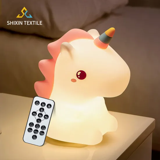 Unicorn Silicone Patting Rechargeable LED Night Lamp: A Dimmable, Bedside Mood Light with Remote Control - Perfect Creative Gift