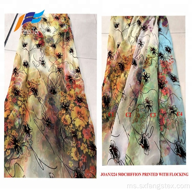 Fabrik Abaya Bersulam Polyester Chiffon Murah Dijual Panas