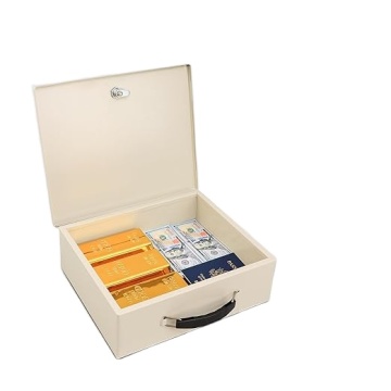 Fireproof Document Box with Key Lock: Secure Storage for Valuables - 11\"D x 13.2\"W x 4.13\"H