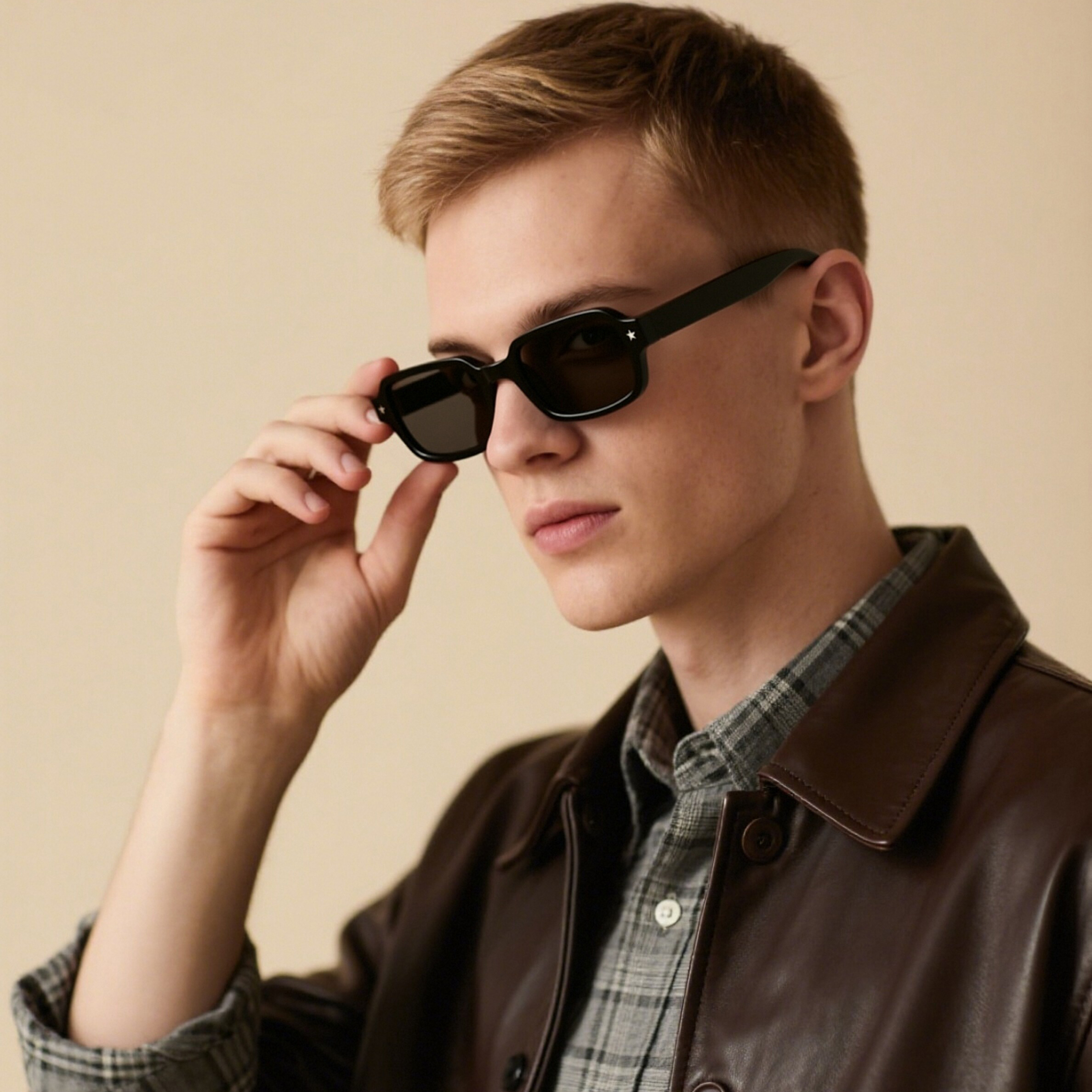 Star - Accent Rectangle Acetate Sunglasses