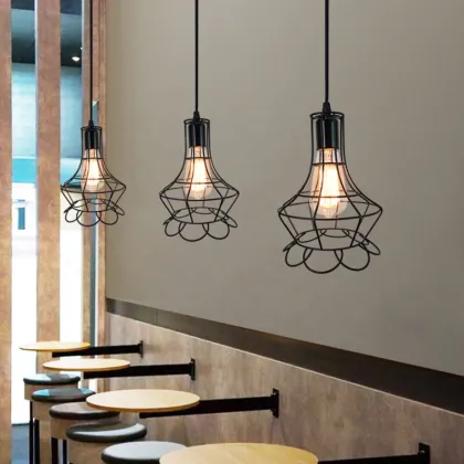 Retro Metal Pendant Lights E27 - Vintage Hanging Lamps for Home & Coffee Shops
