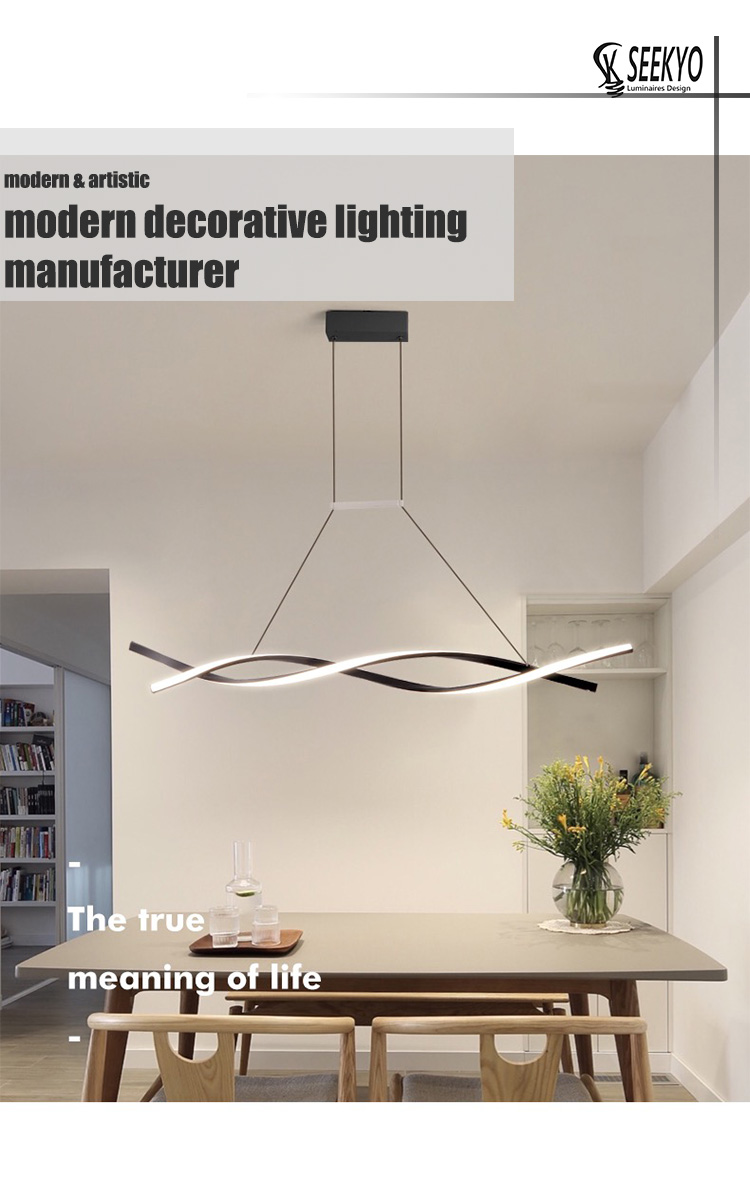 A sleek and modern minimalist aluminum strip wrapped LED pendant lamp. 