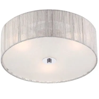 2021 SHINETIME Design Possini Sheer Silver Fabric 16" Flushmount Ceiling Light
