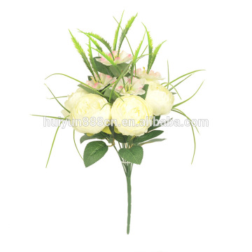 High quality silk noble peony artificial wedding flowers mixed with fresh carnations