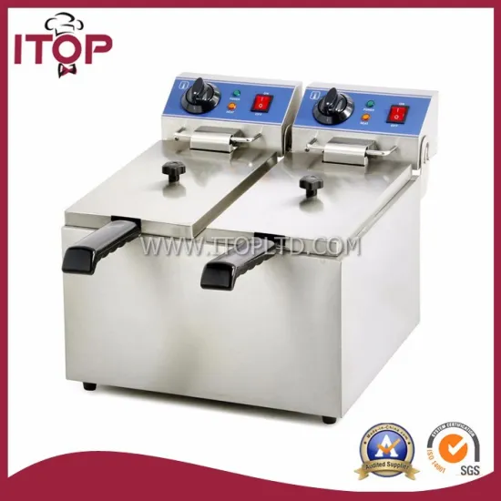 8+8 L double tanks stainless steel industrial fryer