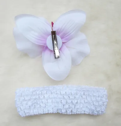 Phalaenopsis Elastic Baby Headband, Children Flower Crochet Hair Band, Baby Hair Accessories