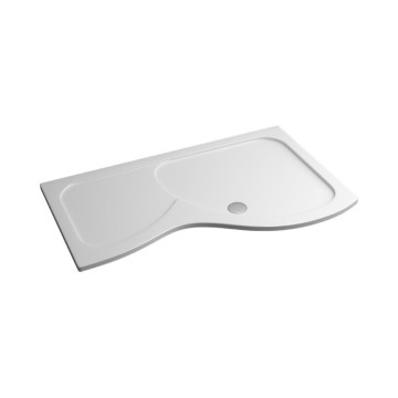 Modern White Artificial Stone Shower Tray with Curved Enclosure and Upstand