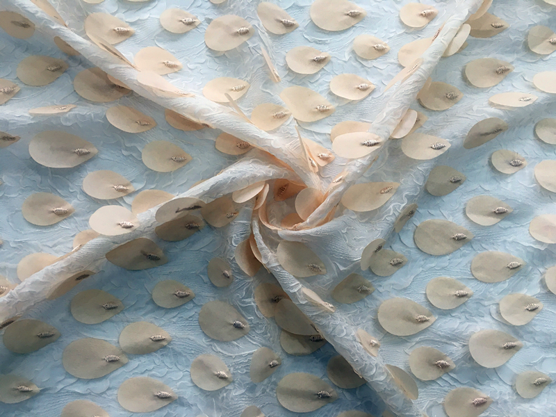 Water Droplets Embroidery Fabric
