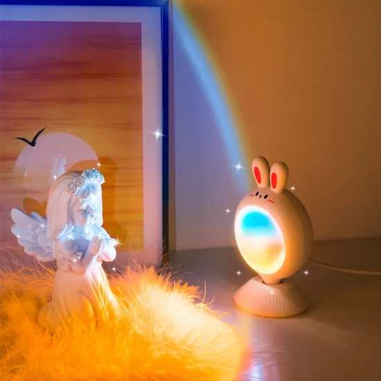 Rainbow Sunset Lamp: Bedroom Projection Lamp with Sunset and Rabbit Scenes