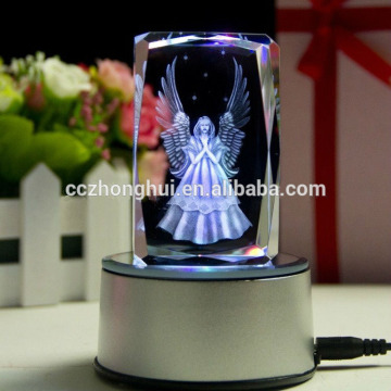 Angel laser engraved crystal cube block