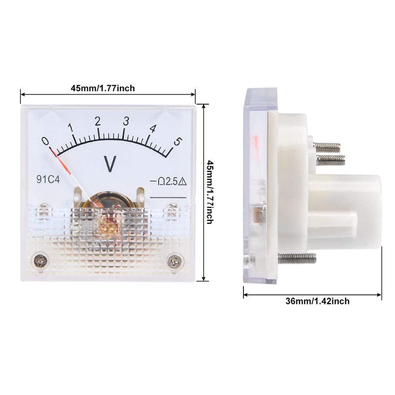 91C4 DC Voltmeter Analog Panel Voltage Meter Mechanical Pointer Type 3/5/10/15/20/30/50/100/150/250V