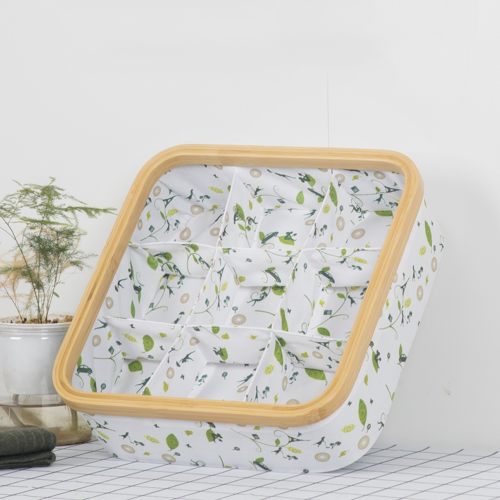 Стильный бамбуковый ящик для хранения с 9 сетками и тканевым вкладышем