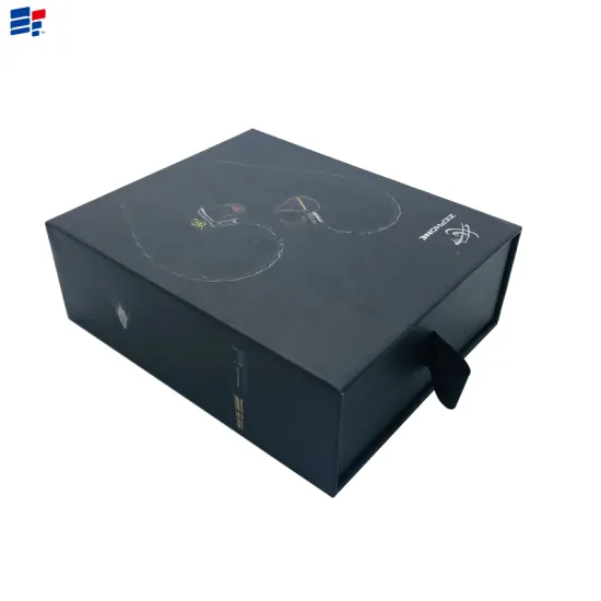 Simple black earphone drawer gift box
