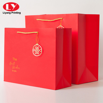 Gift Paper Shopping Bag With Gold Twist Handle