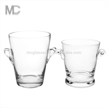 Unique clear high quality glass ice bucket with handle