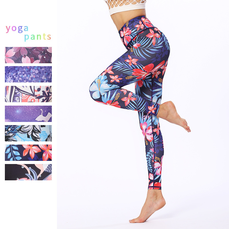 Printed yoga pants training pants women's sports leggings high-waists stretch women's running gym fitness compression leggings