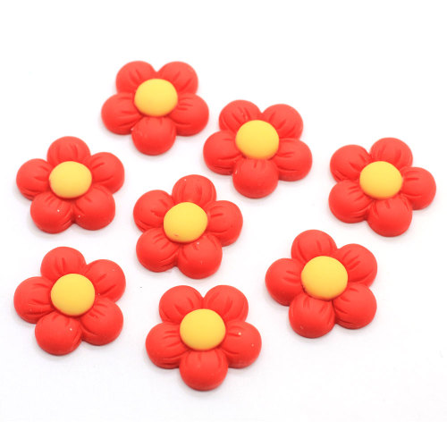Two Size Red Sunflower Resin Decoration Craft Charms DIY Home Hair Clips Art Decor  Christmas Party Ornament