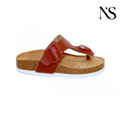 Brown Flip Flop Sandals with Toe LoopAdjustable Strap