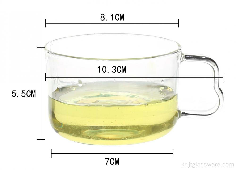 손잡이가 있는 200ml 멋진 미니 유리 찻잔 머그