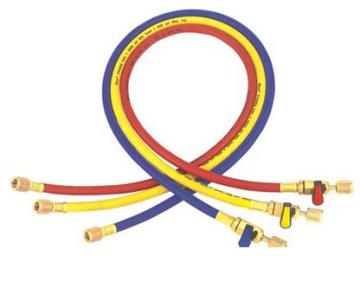 Charging hose with ball valve for R410A