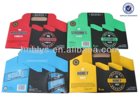 Custom 6 Pack Beer Recycled Kraft Paper Cartons