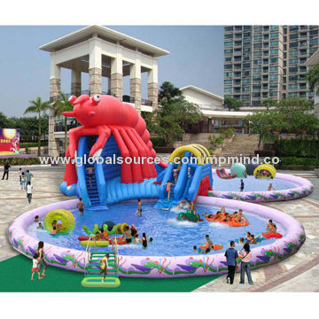 Amusement Park Water Slide/Huge Inflatable Fantasy Lobster Pool, 100 Players Capacity