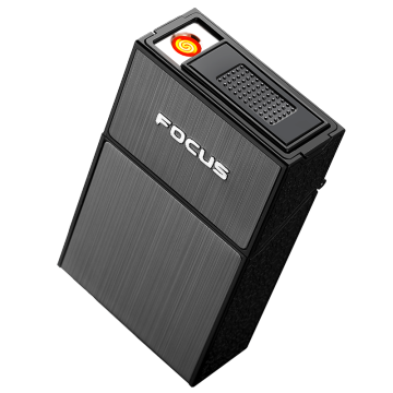YH070  Metal cigarette case with detachable electronic lighter on top