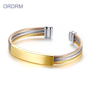 Unisex roestvrij stalen kabel draad manchet armband
