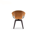 Poltrona Frau Ginger Leather Swivel Arm Chair