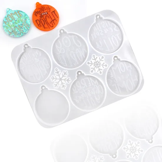 1118 Silicone Resin Mold for Christmas System: Handmade 6 Hole Ball Round Shape Cake Mold with DIY Pattern Design