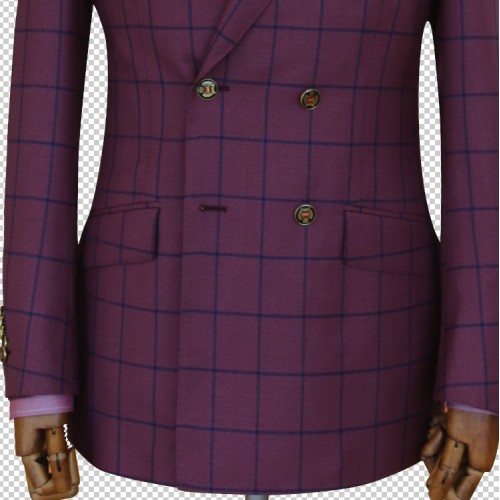 Red Plaid Check Fancy Lapel Woolen Tuxedo Suit