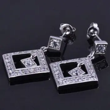Zircon Stud Earrings with No Lead/Rust/Allergy/Fading, OEM Orders Welcomed
