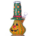 Colorido de vaso de precipitados de vidrio de calabaza, linda calabaza de Halloween con brillo en la oscuridad, tubería de agua de vidrio de borosilicato con tazón de 14 mm