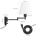 Swing Arm Wall Lamp with White Fabric Lampshade