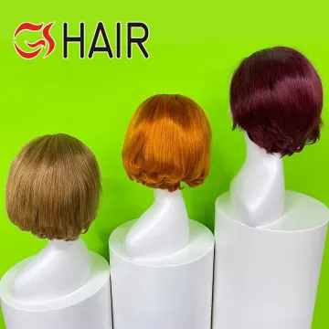 99j Burgundy Human Hair Lace Front Pixie Wigs - Wholesale Virgin Hair Color Pixie Cut Wigs