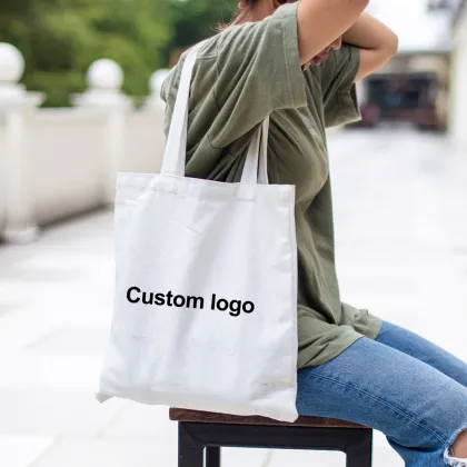 Custom Printed Logo Promotional Cotton Canvas Bags - Reusable Shopping Totes