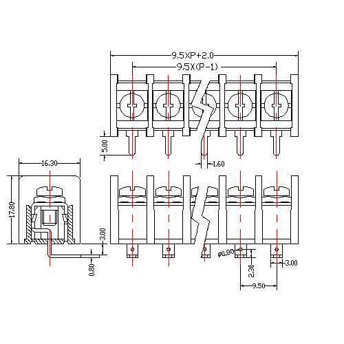 AT845-9.5XXX-D Barrier Terminal Block Pitch9.5mm 