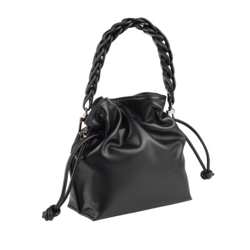 Leather Drawstring Bucket Bag Chic Crossbody