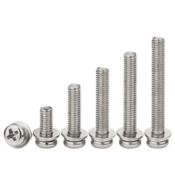 Nickel Plated Cross Round Head Three Combinations Screws