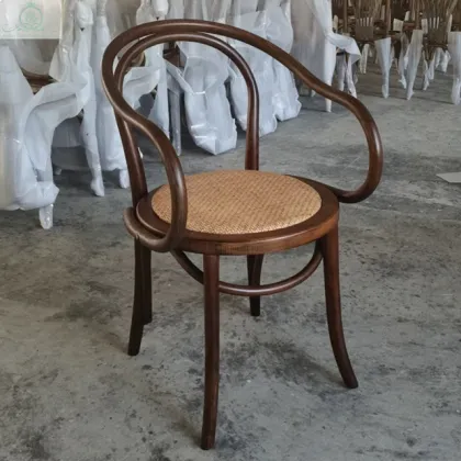 Vintage Solid Wood Thonet Backrest Dining Arm Chair for Sale