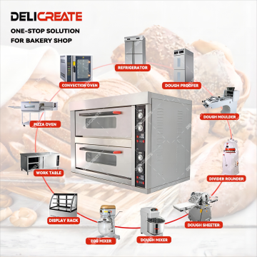 Steam Oven Bakery Equipment Set - 2 Deck 4 Trays Gas Deck Oven for Buns, Cookies, Cakes, Biscuits, and Bread