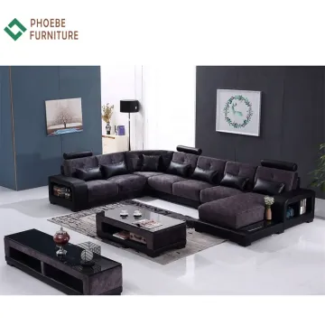Wholesale U Shaped Sectional Sofa Fabric Furniture Set for Living Room