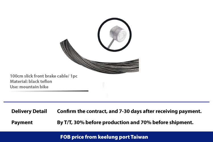 Cabo de freio dianteiro de 100 cm de PTFE preto para bicicleta de montanha