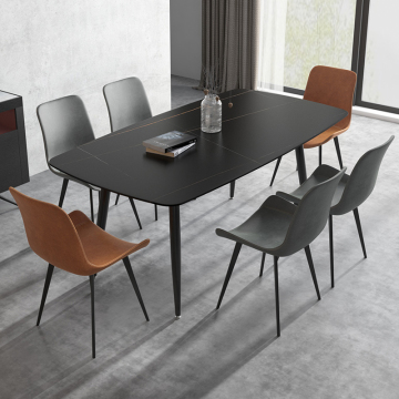 Foshan Factory Dining Table Set for 6-8 with Sintered Stone Top and Recycled Pine Chairs