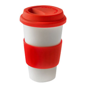 Double Wall Ceramic Mugs with Silicone Lid, Customized Designs and Logos are Accepted