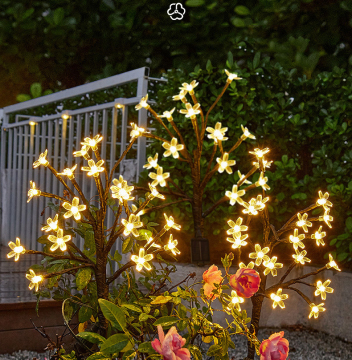 Outdoor Solar Lights for Christmas Home Decoration: Sakura Flower Tree Lamps for Pathway and Garden